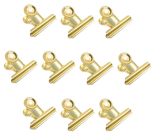 Gold Metal Bulldog Paper Clips - Coideal 20 Pcs 2 Inch Large Metal Hinge Bull Clips Office Binder Clamps for Pictures Photos, Food Bags