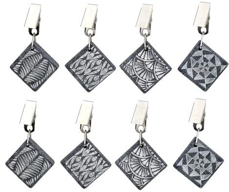 FANXIYA 8 Stück Marmor-Tischdeckengewichte, Schwere Premium Tischdecken-Beschwerer mit Klammer, Zusätzliche Gewichte für Tischdecken, Stabiler Halt für Drinnen und Draußen (Quadrat)