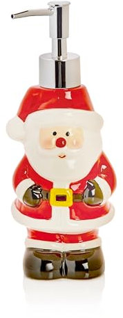 Premier Decorations Novelty Christmas Santa Ceramic Hand Soap Refillable Dispenser with Chrome Pump