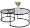 Ginhow Couchtisch Rund Glas mit Metall Schwarz, Runder Glastisch mit Hartglas fürs Wohnzimmer, Wohnzimmertisch Rund Schwarz 2er Set, ø60 Klein & ø80 Groß