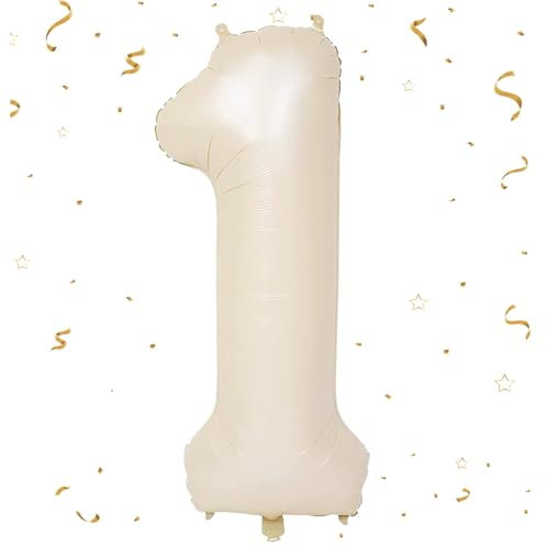 EWODEIEW Zahlen Luftballon 1 Beige,40 Zoll Luftballon Zahlen 1 Folien Ballon,Luftballon 1. Geburtstagsdeko Mädchen Riesen Folienballon 1. for Mädchen Jungen Birthday Party Geburtstag Dekor