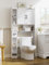 FiveWillowise Over Toilet Storage Unit, Bathroom Storage Cabinet with Barn Doors, Space Saving Over Toilet Shelf Unit with Adjustable Open Shelves