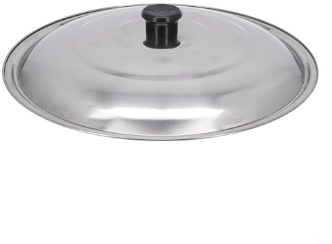 32/34/36/38/40cm Couvercle en acier inoxydable avec bouton en plastique pour poêles plates, poêles à frire (34 cm)