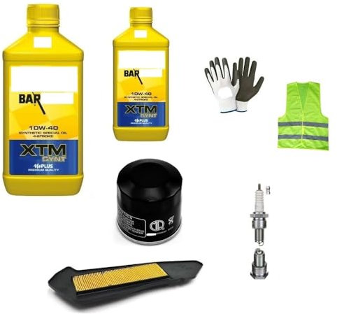 KOMPATIBEL MIT GILERA Nexus 125 KIT Service FÜR Roller 2 Liter ÖL + LUFTFILTER + ZÜNDKERZE + ÖLFILTER BAR-(DAHL) 10W40 4T XTM SYNT Polar Plus MOTORWARTUNG