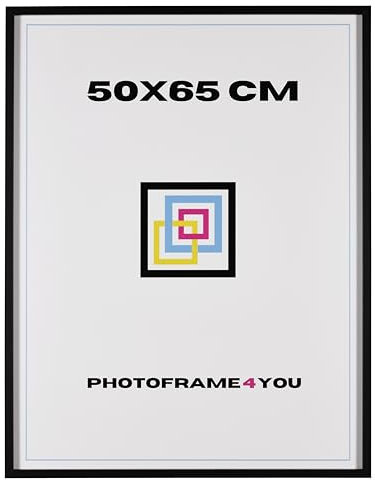 Photoframe4you - Bilderrahmen 50x65 cm - Schwarz - MDF rahmen mit Acrylglas 65x50 cm - Arco