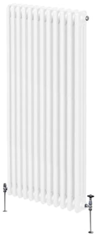 Traditioneller 3-Spalten-Heizkörper 1500 x 562mm | Vertikaler Wandheizkörper | Glänzend Weiß Kohlenstoffstahl | Wohn- Badezimmer Küche [Inkl. Reinigungsbürste, Befestigungsset & Halterungen]