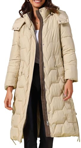 Allegra K Donna Cappotto Lungo Invernale Piumino con Cappuccio | Design Ispessito con Due Tasche Mantiene Caldo Adatto per Uso Quotidiano Lavoro All Aperto Viaggio e Escursionismo