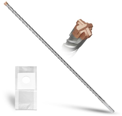 METOTY SDS Plus Hammer Drill Bit 10mm×600mm, with 4 Carbide Cutting Edges, Head with Coating, Masonry Drill, Hammer Drill, Concrete Drill, for Stone, Concrete, Natural Stone, Brick Wall