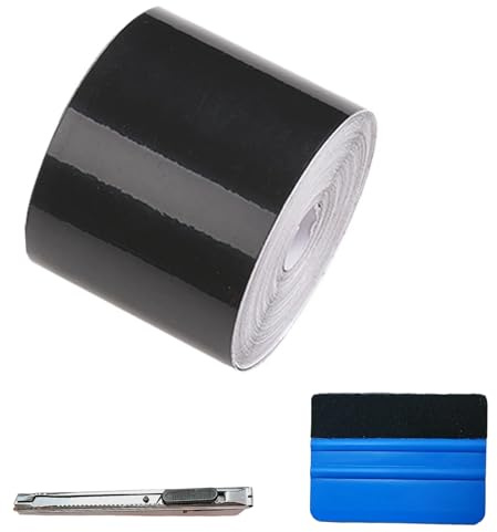 VISTTUSFINE Matte Black Vinyl Wrap, 2''x32.8FT Car Vinyl Wrap with Scraper for Cars | Vinyl Car Wrap Adhesive Roll Set for Cars, Auto&Motorcycle DIY, Interior/Exterior