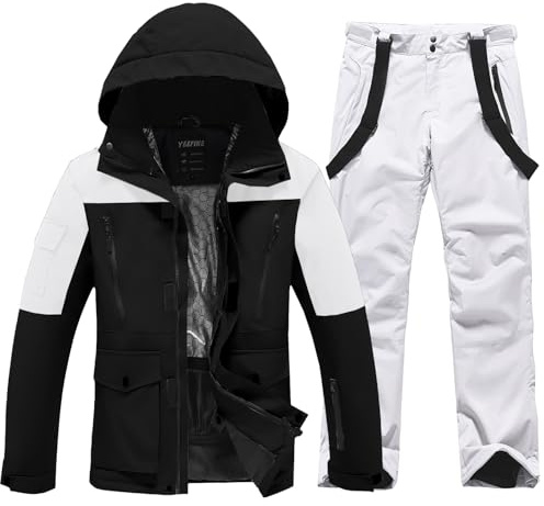 ALSOGO Skianzüge Für Herren 2-teiliger Snowboard Sets Wasserdicht Winddicht Winter Warme Ski Jacke und Hosen Set Zum Skifahren Snowboarden Klettern