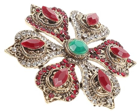PACKOVE Barock Vintage Brosche Damen mit Six Treasure Lotus Hohles Elegantes Abzeichen Blüten Anstecknadel Schmuck Geschenkidee für Weihnachten und