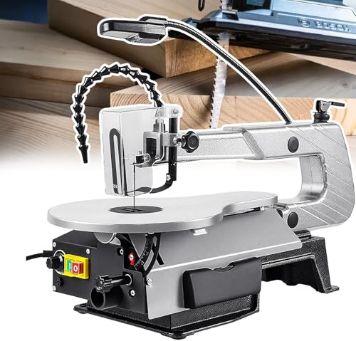Sushangmao Scroll Saw/16in Electric Fret Saw,Stepless Speed Adjustment&Led Light|0–45° Tilting Table,Variable Speed Scroll Saw-With 20 Saw Blades,For Flat Saw Blades/Multi-Saw Blades
