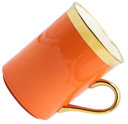 FONDOTIN Ceramic Cup Orange Simple Drinking Mug Coffee Cup Handheld Drinks Mug for Daily Use at Home Office