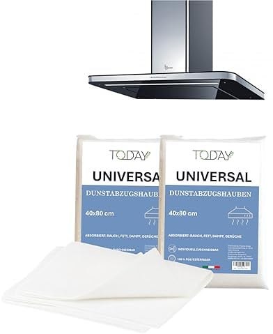 Today – 2x Filtro Cappa Cucina Universale 40x80 cm Ritagliabile Anti-Grasso | Filtro in Poliestere Made in Italy, Assorbe Vapori, Odori, Fumo e Grasso, Ritagliabile e Sostituibile, per Cappe Aspiranti