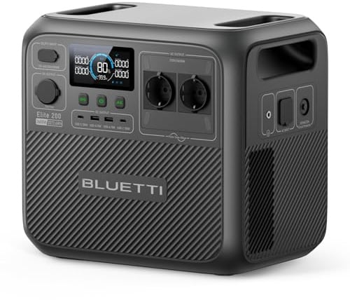 BLUETTI Elite 200 V2 Generatore, 2073,6Wh LiFePO4 Batterie Powerstation | mit 2 2600W AC Ausgängen (3900W Power Lifting), 0–80% Schnellladung in 45 Min Solar für Camping, Wohnmobil, Emergency