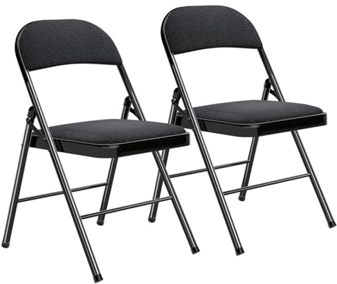BULAGE 2er Set Gartenstühle Stapelstuhl mit Langlebiger Stahlrahmen, Gartenmöbel und Balkonmöbel, Zuhause und Büro Klappstuhl Schwarz, Campingstuhl Esszimmerstühle