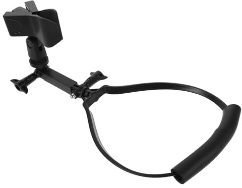 Black Neck-hanging Microphone Stand with Adjustable Clamp | Hands-free Fit, Angle-adjustable Holder, Accommodates Sizes, Plastic and Metal Build, Portable Design