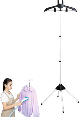Percha de Ropa para Vapor, Estante de Planchado Giratorio de Mano, Soporte Telescópico Ajustable 155 cm, Colgador Portátil para Vaporizador de Ropa