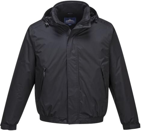 Portwest S503 Calais Bomber Jacket Multi Pocket Long Sleeve Waterproof | Black, 3X Large, EN 343 Class 3:1, EN 342, Secure Fit, Storm Flap Front, Pack Away Hood, Safe Storage, Fully Lined, Windproof