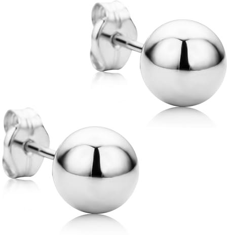 Orovi Bijoux Femme, Boucles d'Oreilles boules en Or Blanc Clou d'Oreilles 9 Kt / 375 Or