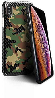 monCarbone Carbon Fiber - 100% Ballistic Fiber Lightweight Ultra Thin Protective Mobile Phone Case with Removable Lens Bumper for iPhone Xs Max 6.5'' - Army Camo Mobile Cases