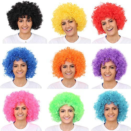 Afro Clown Perücke | Lockenkopf Lockenperücke | Rasta Afroperücke | Accessoire für Karneval und Fasching Halloween (Afro grün 140g)