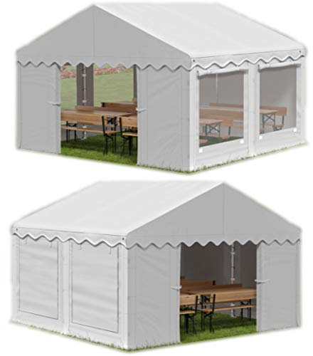 Das Company Partyzelt 3x4m Lagerzelt Universalzelt Pavillon mit Moskitonetz Zelt weiß Pavillon Zelt 240g/m² PE Plane wasserdicht Gartenzelt Summer IPEM - Faltpavillon - Gartenpavillon - Pavillon