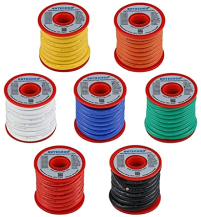 BNTECHGO 8 Gauge Silikondraht-Set, 7 Farben, je 3 m, flexibel, 8 AWG, verzinnter Kupferdraht.