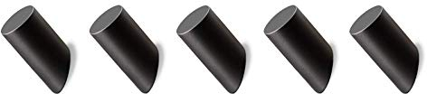 hicoosee Parete Ganci Appendiabiti in Legno, Gancio a Muro Nero per Appendere Cappotti, Giacche, Cappelli, Borse in Rovere massello per Bagno Spogliatoio Camera da Letto Cucina 5 Pezzi