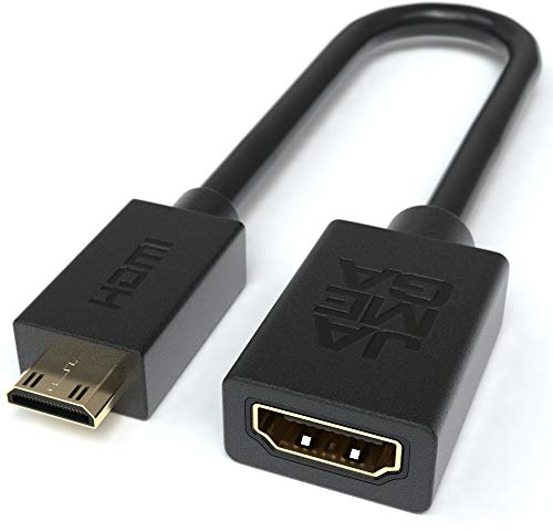 JAMEGA – Mini HDMI Adapter Kabel | Mini HDMI Stecker auf HDMI Buchse Audio Video Übertragung 3D 4K UHD 2160p Full HD 1080p ARC Adapterkabel für Digitalkamera, SLR Camera, Grafikkarte, Tablet