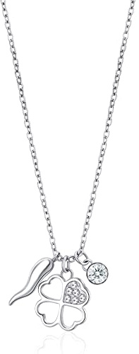 Brosway Collana Donna in Acciaio | Collana Con Cristalli E Simbolo Quadrifoglio | Collezione Chakra - BHKN053