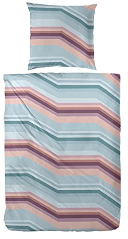 Primera Renforce Bettwäsche 155x220 Streifen Wellen pink bunt 123078-36