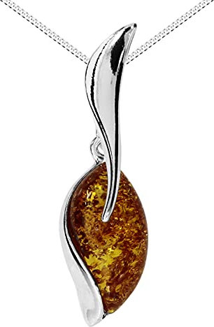 Kette mit Anhänger - Elida - Silber 925/000 - Bernstein
