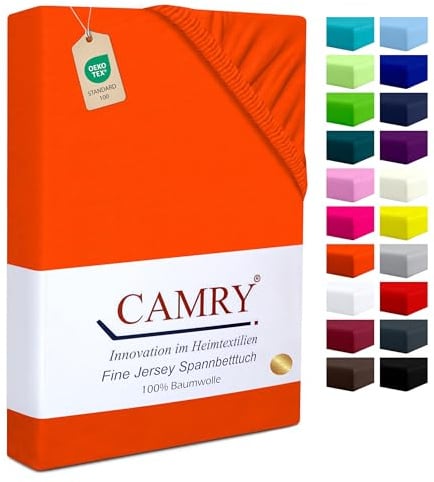 Camry Boxspringbett & Wasserbett Spannbettlaken 180x200-200x220cm Orange für Matratzen bis 35cm Matratzenhöhe Baumwolle Oeko-Tex 100
