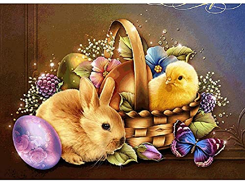 ycyingcheng 5D Diamond DIY Painting, Ostern Strass Mosaik Art Craft Kit, Hase Ostereier, Strass Kristall Dekoration Handwerk Geschenk, Ostern Mosaik Art Craft Kit, 30 * 40cm