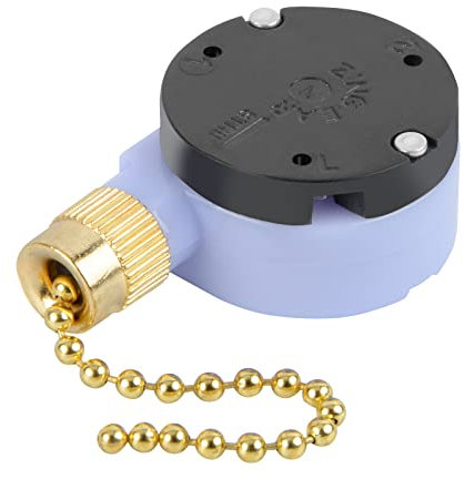 ZE-228s 2 Speed 3 Wire Ceiling Fan Switch Pull Chain Switch Lamps Replacement Parts Ceiling Fan Accessories(Brass Chain)