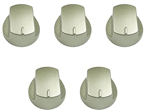 Ariston Hotpoint Indesit - Manopola in plastica color argento C00260576-482000030598 - per cucina piano cottura - M0246 - Prodotto originale (5 pezzi)