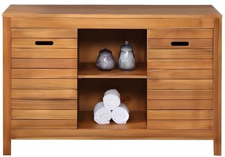 Vente-unique-Waschbeckenunterschrank - Akazienholz - 130 cm - PULUKAN