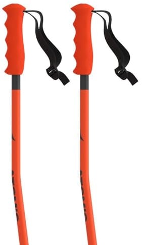 Salomon Atomic REDSTER GS JR Skistöcke - Länge 90 cm - Skistecken für Kinder in Rot - Zuverlässiger 4* Aluminium Skistock - Stöcke mit gebogenem Schaft - Ergonomischer JR Griff am Stock