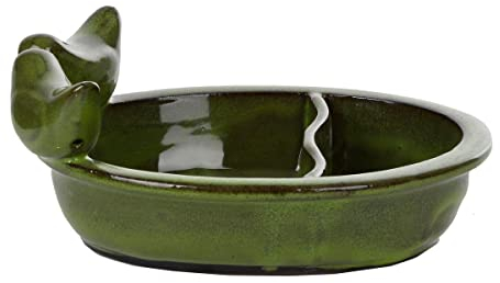 Esschert Design Futter- und Trinkschale Grün lasiert oval - Keramik