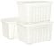 Cetomo 35L*3 Plastic Storage Box,White, Tote box,Organizing Container with Durable Lid and Secure Latching Buckles, Stackable and Nestable, 3Pack, with Buckle