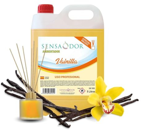 Ambientador para el hogar. Recambio para mikados. Garrafa de 5L - Sensaodor. (Vainilla)