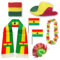 Sonia Originelli Fanset Fanartikel Fanhut Blumenkette Fanschal Schweißband Fähnchen Perücke WM EM Farbe: Ghana Irokese