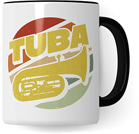 Tuba Tasse Geschenkidee Kaffeetasse Geschenk für Tubaspieler Kaffeebecher Bigband Becher (Weiß & Schwarz)