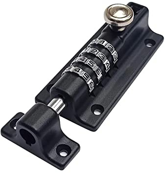 Torriegel zum Anschrauben mit Zahlenschloss | Schwarz lackiert | 17 mm Bolzenhub Schubriegel, Stahlriegel Schublade