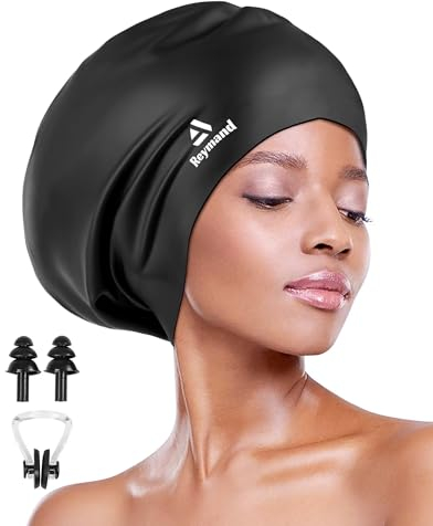 Swim Cap for Long Thick Hair, 3 Size Silicone Swimming Caps for Dreadlocks, Braids, Adult Waterproof Swim Hats Bathing Caps for Women Men