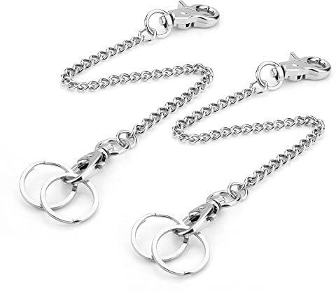 JSUOEO Hosen Kette, 2 Stück Brieftasche Kette schlüsselketten Punk-Schlüsselanhänger Schlüsselkette Hose Edelstahl Hosen Kette mit Karabinerhaken Panzerkette Hosenkette für Portemonnaie Schlüssel