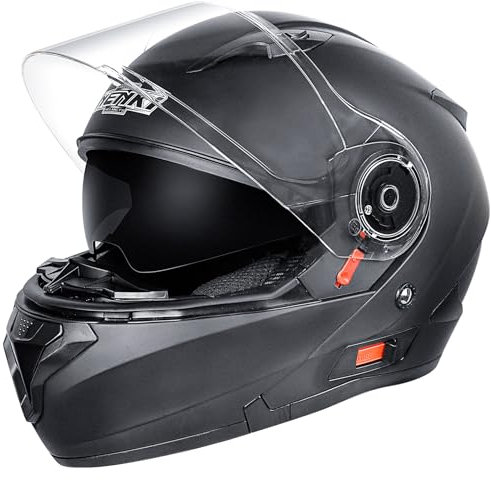 NENKI Helm Motorrad, Motorradhelm Zertifiziert nach ECE 22.06, Klapphelm Motorrad Herren, Schwarzer Helm, XXL(63-64 cm)