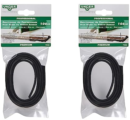 UNGER Fensterreinigungsrakel, Ersatzklinge – weicher Gummi, 106 cm, verstellbare Größe, professionelle Qualität, doppelseitiges Premium-Gummi (Packung mit 2)