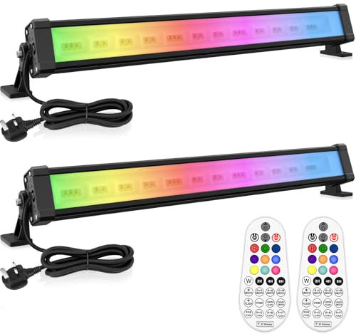 MEIKEE 42W RGB FloodLlight Color Changing 360° Wall Washer Floodlights 12 Colors 2 Modes with Timer Dimmable LED Spotlight RGB Bar Mood Light for Party Disco Celebrations Stage Houses 2 Pack